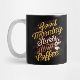 Good morning stars with coffee, coffee slogan black letters Mug
